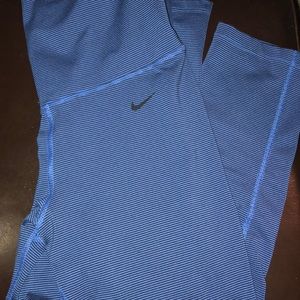 Blue Striped Nike DriFit Cropped Leggings